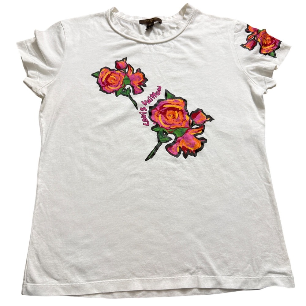 Louis Vuitton Stephen Sprouse Roses Runway T-Shirt White Size M Ultra Rare